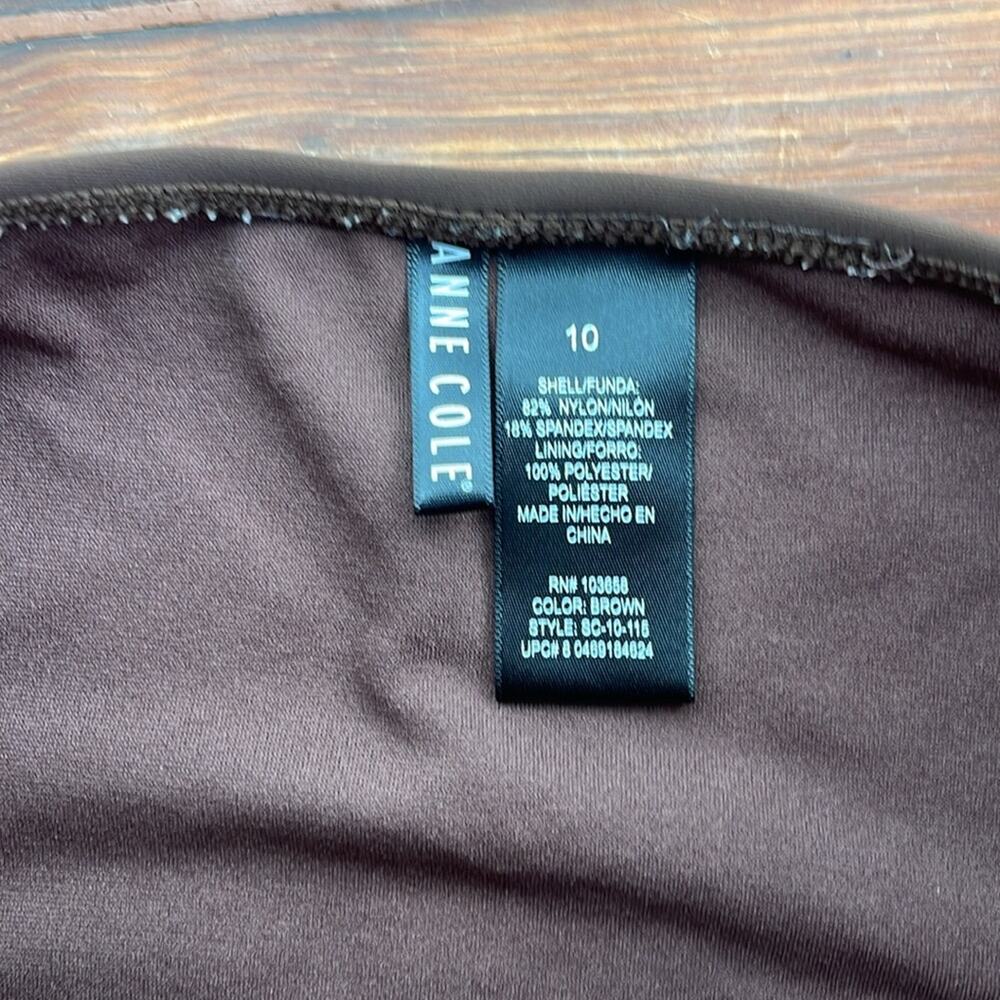 Anne Cole rusched stomach spinning strapless bandeau one piece swimsuit sz 10 - Picture 4 of 5